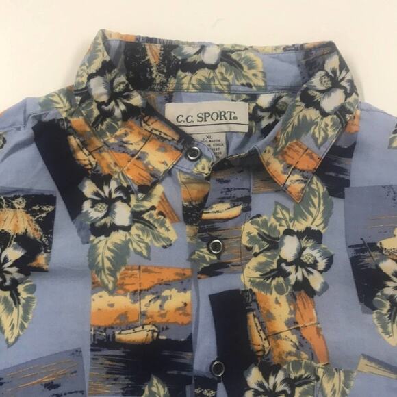 Mens XL Hawaiian Aloha Tropical Shirt Blue - Picture 1 of 2